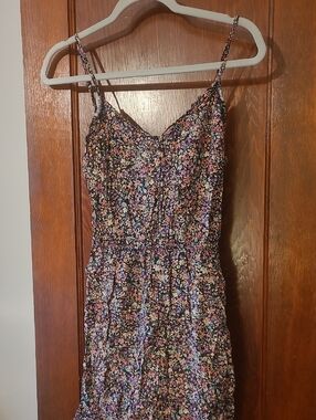 Mimi Chica Black Floral Spaghetti-Strap Mini Dress